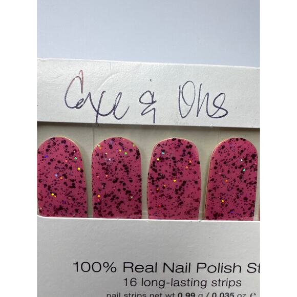 NWT Color Street “Exes and Oh’s” Pink with Pink Silver Glitter Nail Strips - Picture 1 of 4